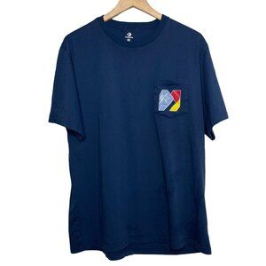 Converse All Star Pocket Tee Mens Navy Blue Short Sleeve Pullover T Shirt Sz XL